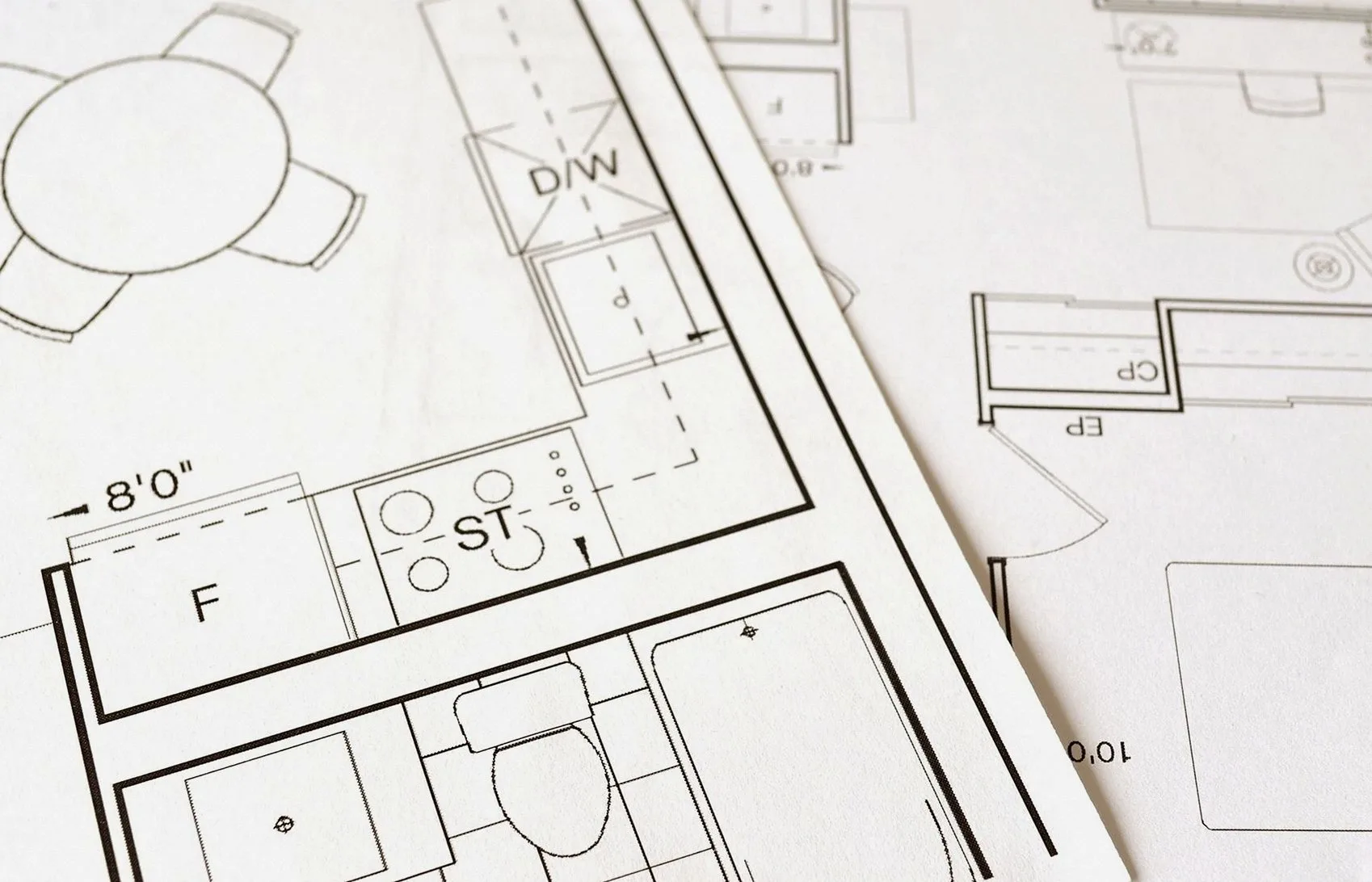 Architectural floor plan drawn on paper